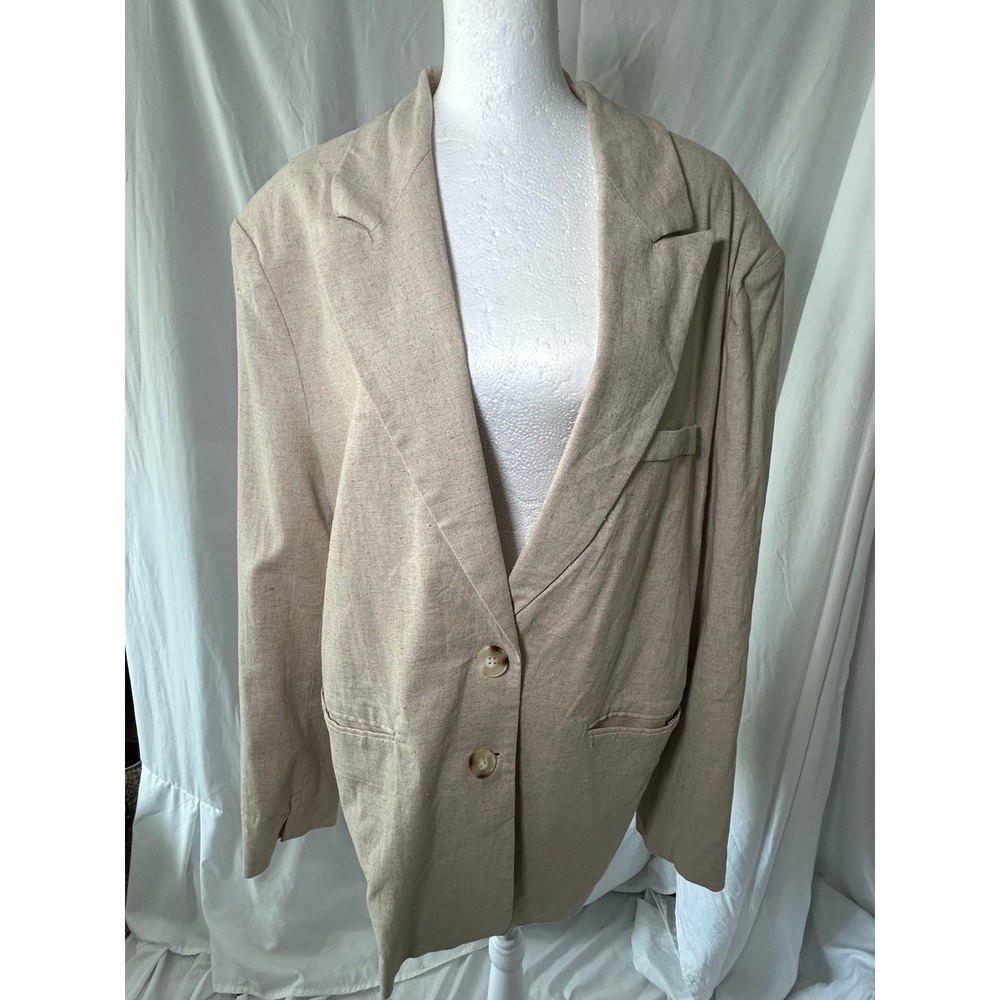 ASTR The Label Natural Linen Blend Oversized Blazer AT16714L-003 NWT L